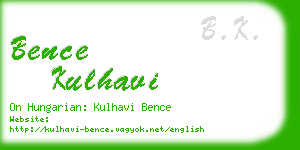 bence kulhavi business card